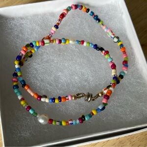 Lisa Says Gah casafruita beaded necklace choker with pearl detail